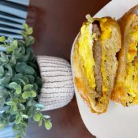 Egg, Pork Sausage, and Cheese Croisant · Cheddar. Add tomato or avocado for an additional charge.