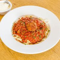 Pasta with Homemade Meatball Dinner · Served with authentic tomato sauce. Includes a house salad, garlic knots and your choice of ...