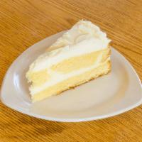 Limoncello Mascarpone Cake · Rich lemon flavored mascarpone cheese, layered between a delicate sponge cake and topped wit...