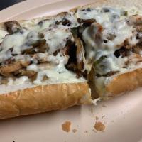 Chicken Cheesesteak Sub · Mushrooms, onions, and peppers.