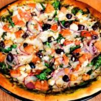Willie Pizza · Sausage, red onions, jalapenos, and black olives, with marinara sauce and mozzarella and fon...