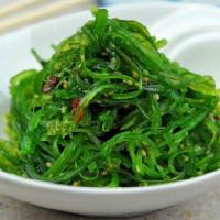4. Seaweed Salad · Algae salad.  Salad with a seasoned microalgae base. 