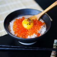 Ikura Don · Salmon roe & quail egg over sushi rice