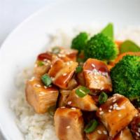 Teriyaki · Served with Vegetables & White Rice, Come with miso soup or garden salad 