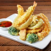 Shrimp and Vegetable Tempura · Served with miso soup or garden salad and rice.