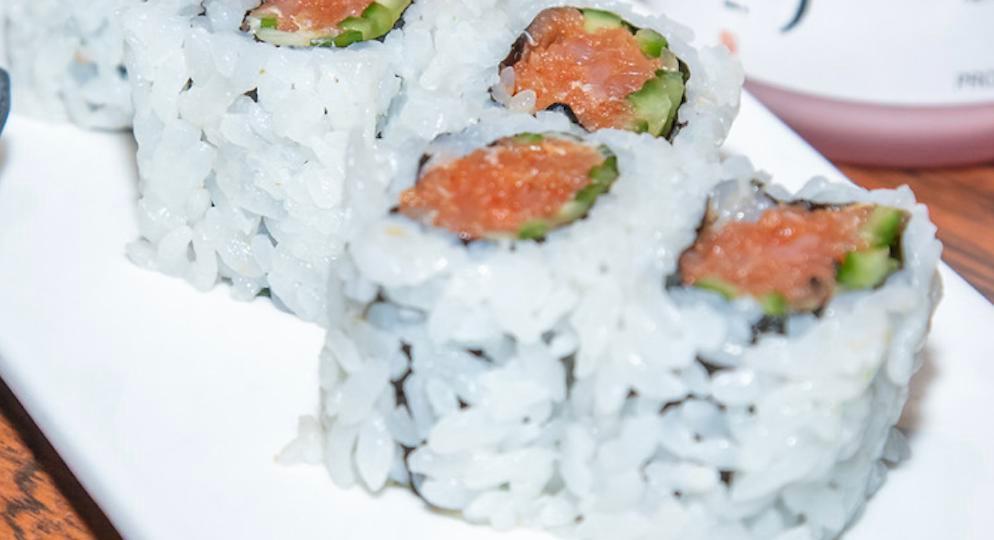 Spicy Tuna Roll · Spicy tuna, cucumber, sushi rice, seaweed paper.