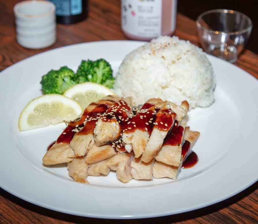 Chicken Teriyaki · Grilled chicken breast with Japanese teriyaki sauce, broccoli.