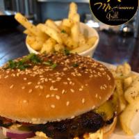 Lebanese Burger · An all beef patty topped with cheese, coleslaw, ketchup, mayo, pickles, onions and tomatoes ...