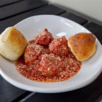 Side Of Meatballs · Four of our Homemade Meatballs Served with Garlic Bread and Marinara