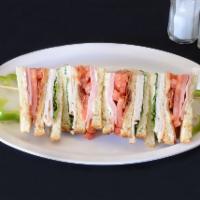 Club House Sandwich · Sour sliced, turkey, ham, bacon, lettuce, tomatoes and mayo.