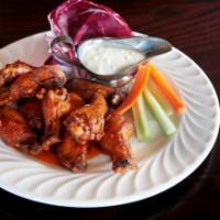 Chicken Wings (10) · Served with celery and ranch or blue cheese dressing. BBQ, Mild, Sals Famous Hot n Spicy, or...
