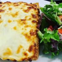 Croque Monsieur · Homemade grilled cheese and ham sandwich in a French 