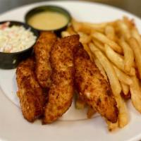 Chicken Tenders  · French fries and coleslaw.