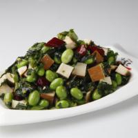 Soy Peas 雪菜豆干毛豆 · Pickled cabbage and shredded bean curd.