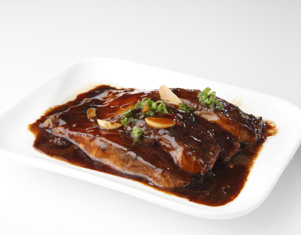 Braised Fish Belly in Brown Sauce 紅燒肚膛 · Lightly browned in fat and then cooked slowly in a closed pan with a small amount of liquid.