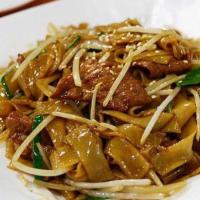 Beef Chow Fun · Stir fried vegetables and noodles.