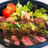 RIB EYE STEAK BOWL　リブアイステーキ丼 · Our popular Rib Eye Steak is now with bowl dish!

Rib Eye Steak over rice with Japanese styl...