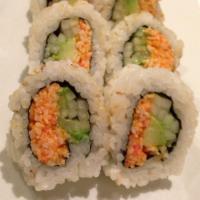 Spicy California · Cooked. Spicy crab, avocado, cucumber. Hand rolls up 1 plate color.