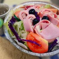 Chef Salad · Assortment of cold meats(ham,turkey,bologna,salami, and provolone cheese.
