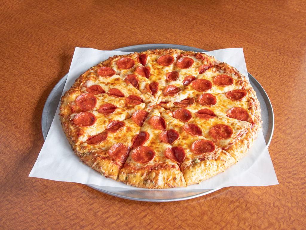 Meathead Pizza · House marinara, freshly shredded cheese, pepperoni, ham, seasoned sausage and crisp bacon.