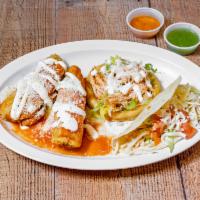 Combo #4 · 2 tamales, 1 chicken taco and 1 chicken sope.