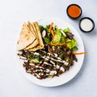 Beef Gyro Platter · Boneless beef marinated with yogurt, garlic, lemon juice, and selection of herb and spices. ...