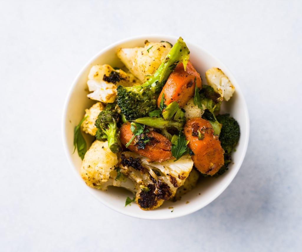 Roasted Vegetable · Roasted mix broccoli, cauliflower, carrots, and seasoned with salt, pepper, & herbs.