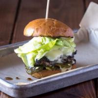 Fremont Burger · Beef, bacon, American cheese, roasted jalapeno, butter lettuce, aioli, on brioche. Add salad...