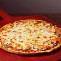 Vegetarian Deluxe Pizza · A garden-fresh delight with mushrooms, onion, green pepper and fresh tomato.