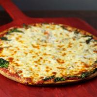 Spinach Supreme Pizza · Fresh spinach, with tomatoes and fresh garlic. No substitutions please.