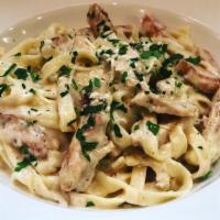 Chicken Fettuccine · Fresh fettuccine, alfredo sauce.