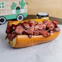 Aks Hot Pastrami  · New yhork style pastrami sliced thin with Swiss cheese, served hot. 