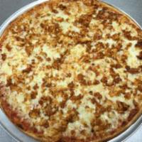 Buffalo Tender Pizza · Buffalo chicken tender and mozzarella. Hot and spicy.