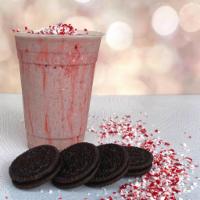 Peppermint OREO Earthshake · Peppermint and OREO cookies mixed with our homemade coconut soft serve,