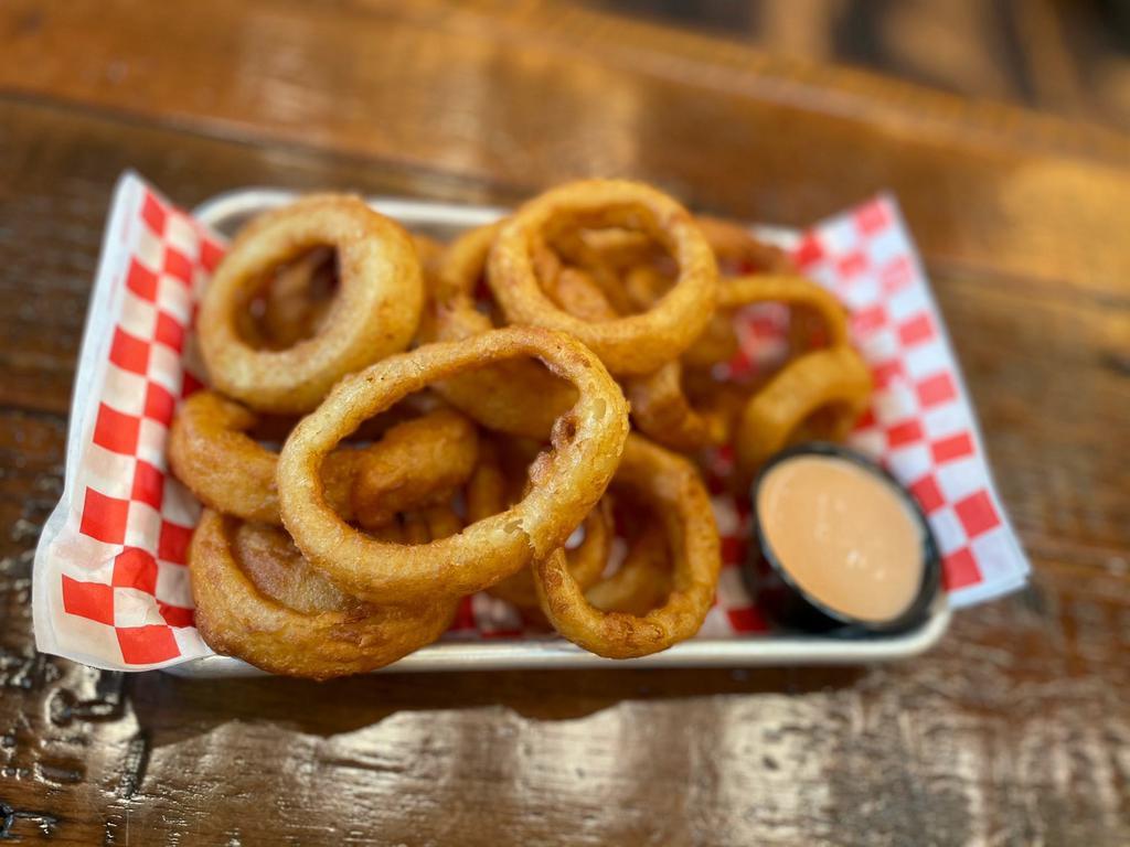 Onion Rings · Battered Onion Rings, deep fried to a crispy golden brown. Served with Lagoon's Southwestern Fry Sauce.