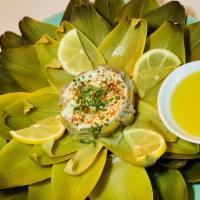 ARTICHOKE VINAIGRETTE · California grown jumbo artichoke, served chilled, creamy lemon vinaigrette dressing
