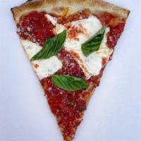 Margherita Slice · Imported Fresh Mozzarella, Tomato, Fresh Basil, EVOO