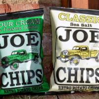 Joe Chips · Regular, jalapeno, sour cream and toasted onion.