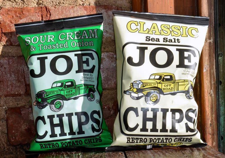 Joe's Chips · Served with a choice of flavor.