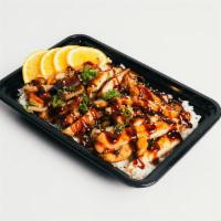 Chicken Teriyaki · Topped with house teriyaki sauce served with fresh mixed salad, miso soup and steamed rice.