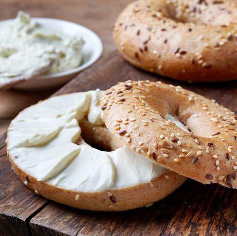 Cream Cheese on Bagel · Plain, Sesame seed, Everything, Whole Wheat and Cinnamon Raisin