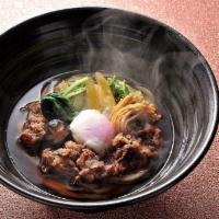 Sukiyaki Udon · Limited time Discount !!
Beef short plate, onsen egg, and vegetables with sweet sukiyaki bro...