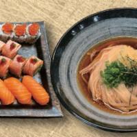 Deluxe Salmon Lover Set · Seared Salmon Blue Crab Roll, Salmom Ikura Roll, Salmon Nigiri