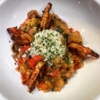 Ratatouille with SHRIMP · Provencal Vegetable Stew with Farro and sautéed shrimp
