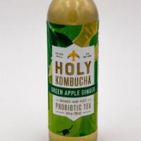 Bottled Holy Kombucha - Green Apple Ginger · 16.9 oz glass bottle. Made locally in Dallas. Organic raw kombucha with green apple juice, p...