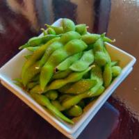 Edamame · Steamed Japanese soybeans sprinkled with a touch of salt.