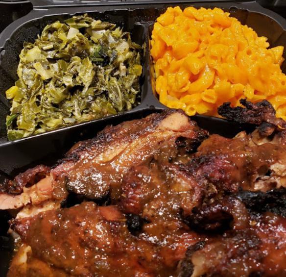 Jerk Chicken White Meat · Jerk chicken white meat with two sides.