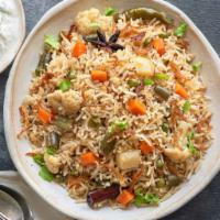 Vegetable Biryani · Punjabi styled curried mix vegetables with basmati rice(NOT A HYDERABADI BIRYANI)