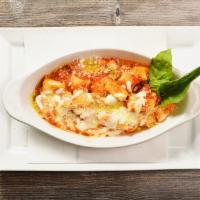 Gnocchi Sorrentina · Mozzarella, basil and tomato sauce.
