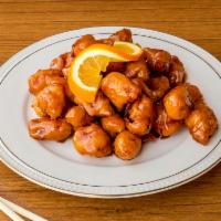 Orange Chicken Combo Special · Served with egg fried rice, egg roll, cheese wonton and fried shrimp. Spicy.